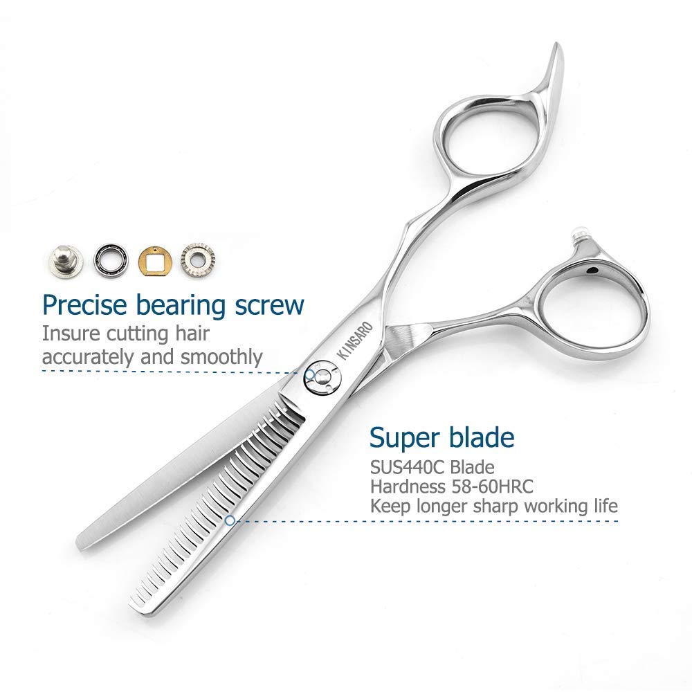 Hair Scissors Set 5.5 Inch Professional Hair Shears Hair Cutting Scissors Haircut Scissors Barber Scissors 5.75 Inch Thinning Shears 440C KINSARO