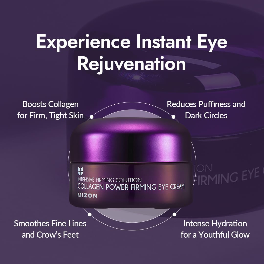 MIZON Collagen Power Firming Eye Cream, Collagen, Anti-wrinkle, elastin booster, Moisturizing, skin elasticity with Hyaluronic Acid. (25ml, 0.84 FL oz)