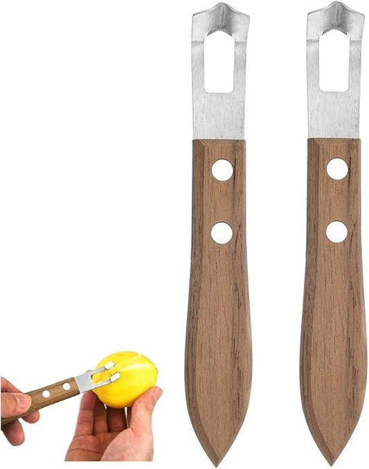 2Pcs Channel Knife Lemon Zester Tool Stainless Steel Citrus Peeler for Orange Fruit Rind Peel, Home Kitchen Bar Tools