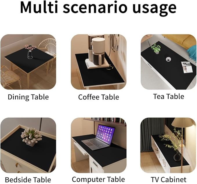 Dining Table Cover Protector - 42x80 Inch Waterproof Easy to Clean Can Conceal Flaws Protector The Table Top from Scratches Used for Dining (Black+Black 42x80)