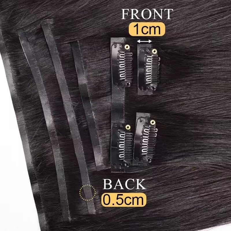 MYouan Body Wave Clip in Hair Extensions 8pcs with 20 clips 100g 100% Unprocessed Remy Hair Extensions Clip in Human Hair Extensions Natural Black Color for Women 18 inch