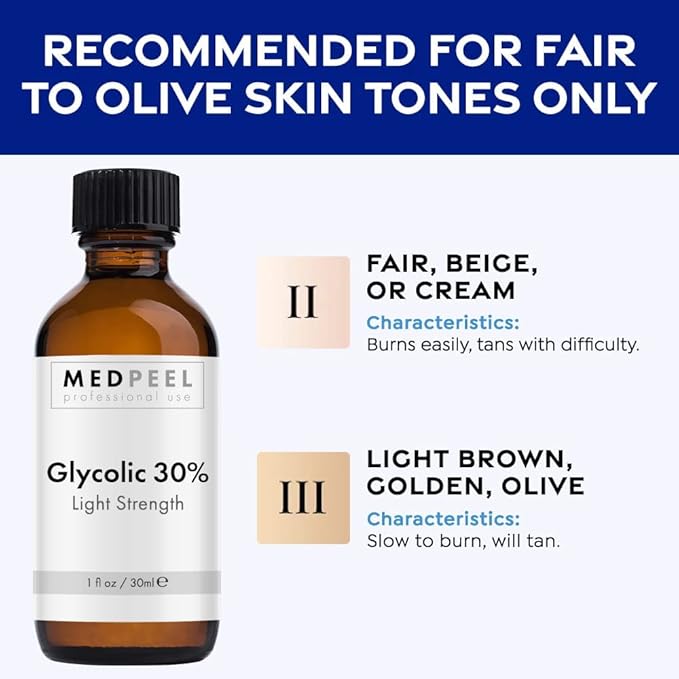 MedPeel Glycolic Acid 30% Peel Kit – Includes Peel, Prep & Neutralizer – Light Strength Chemical Peel for Fine Lines, Wrinkles & Radiant Skin – Suitable for All Skin Tones – 1oz (3pc Set)