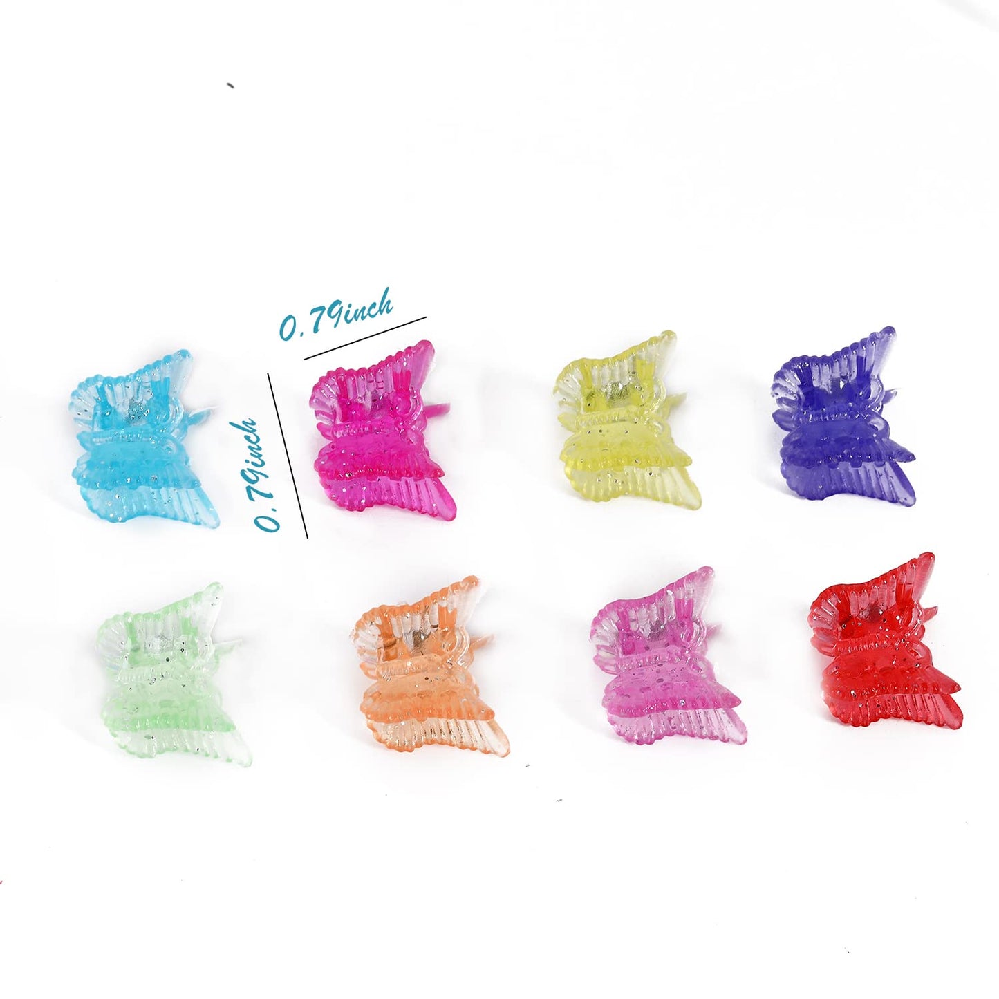 DIYOVNAK Mini hair claws small claw clamp 0.59inch hair claw clips for women 48pcs-pack (Transparent Butterfly-48PCS)