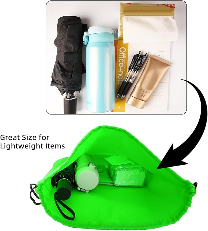 GoodtoU Drawstring Bags - Nylon Backpacks with Drawstring Closure, Bulk Cinch Sack Gym Bags for Sports, Travel, Teams (Green, 48Pcs)