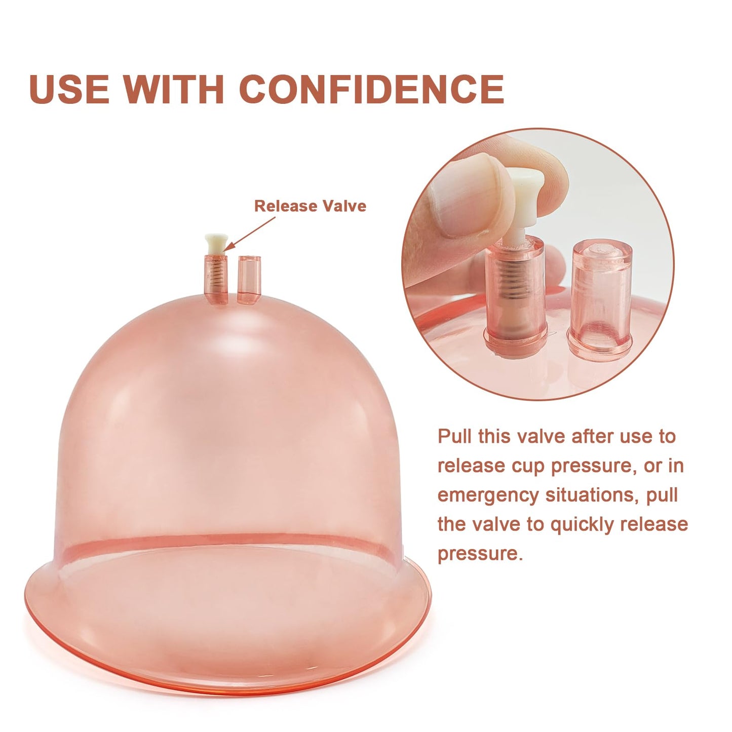 Elitzia Vacuum Cups for Butt Lifting 3000ML/101Fl.oz Vacuum Cupping Machine Accessories Extra-Large Buttocks 9.05inch bottom diameter 6.69inch height 1 Pair ETHX005 (Peach)