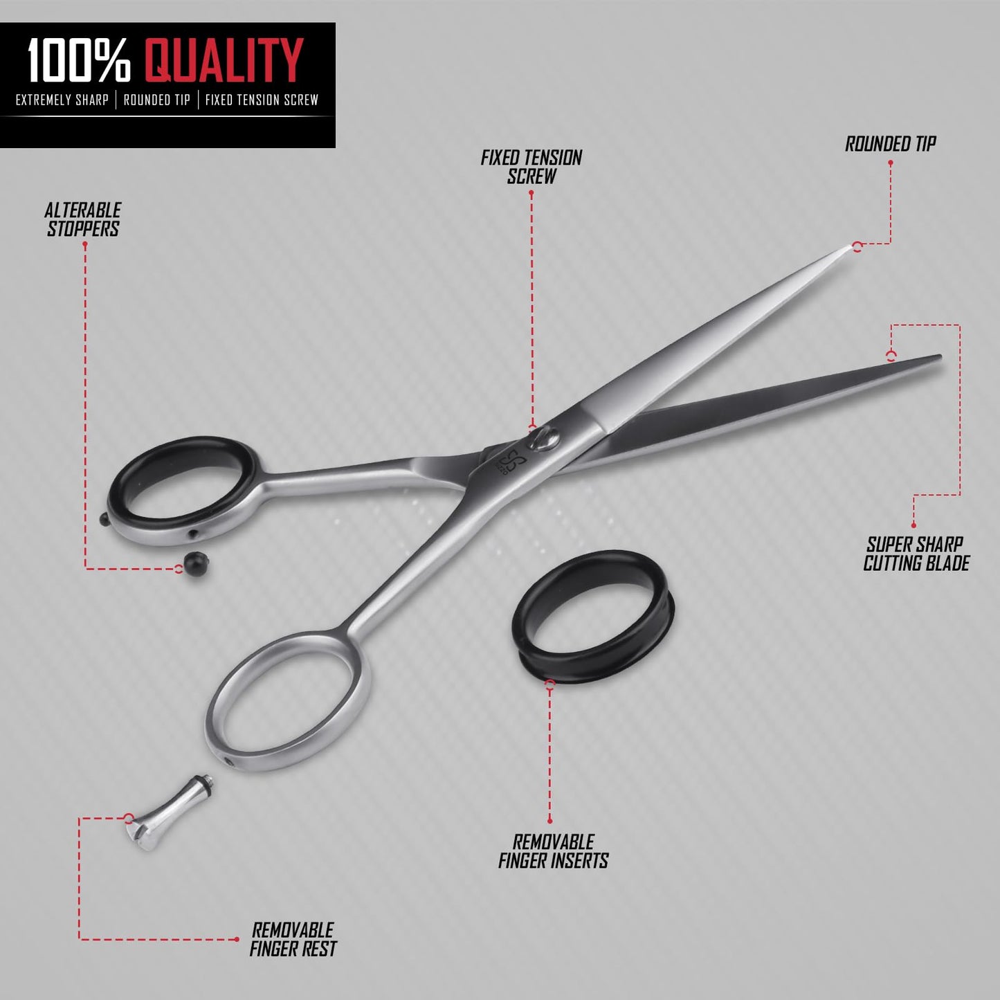 Hair Cutting Scissors 6.5" Barber Scissor, Ideal for Professional Barber, Men, Women, and Hair Stylist Trimming Kit for Haircutting Best Shears for Hair Cut by SIZZO