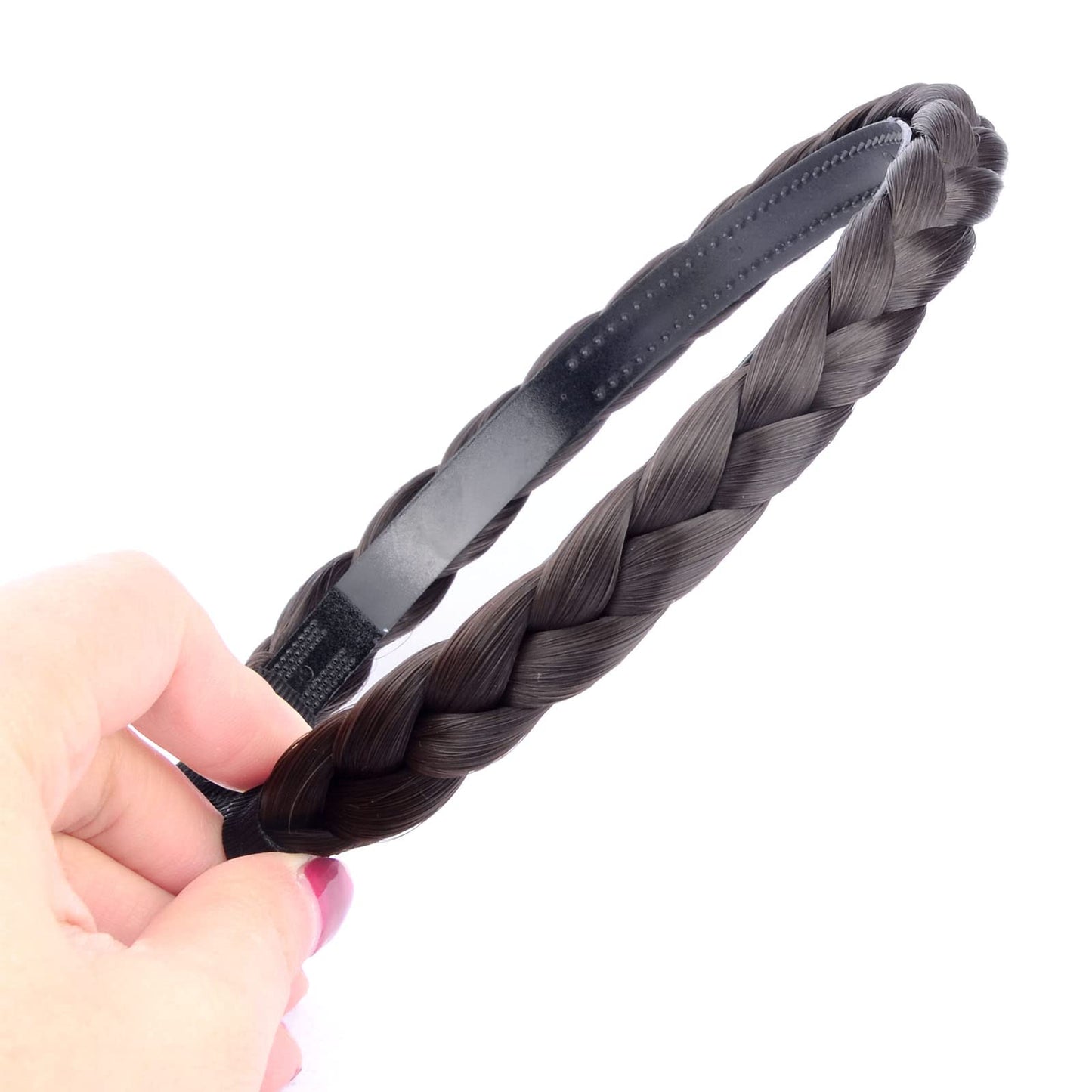 DIGUAN Headband Synthetic Hair Plaited Headband Braid Braided With Teeth Hair Band Accessories for Women Girl Wide 0.6 Inch (Thin-chocolate)