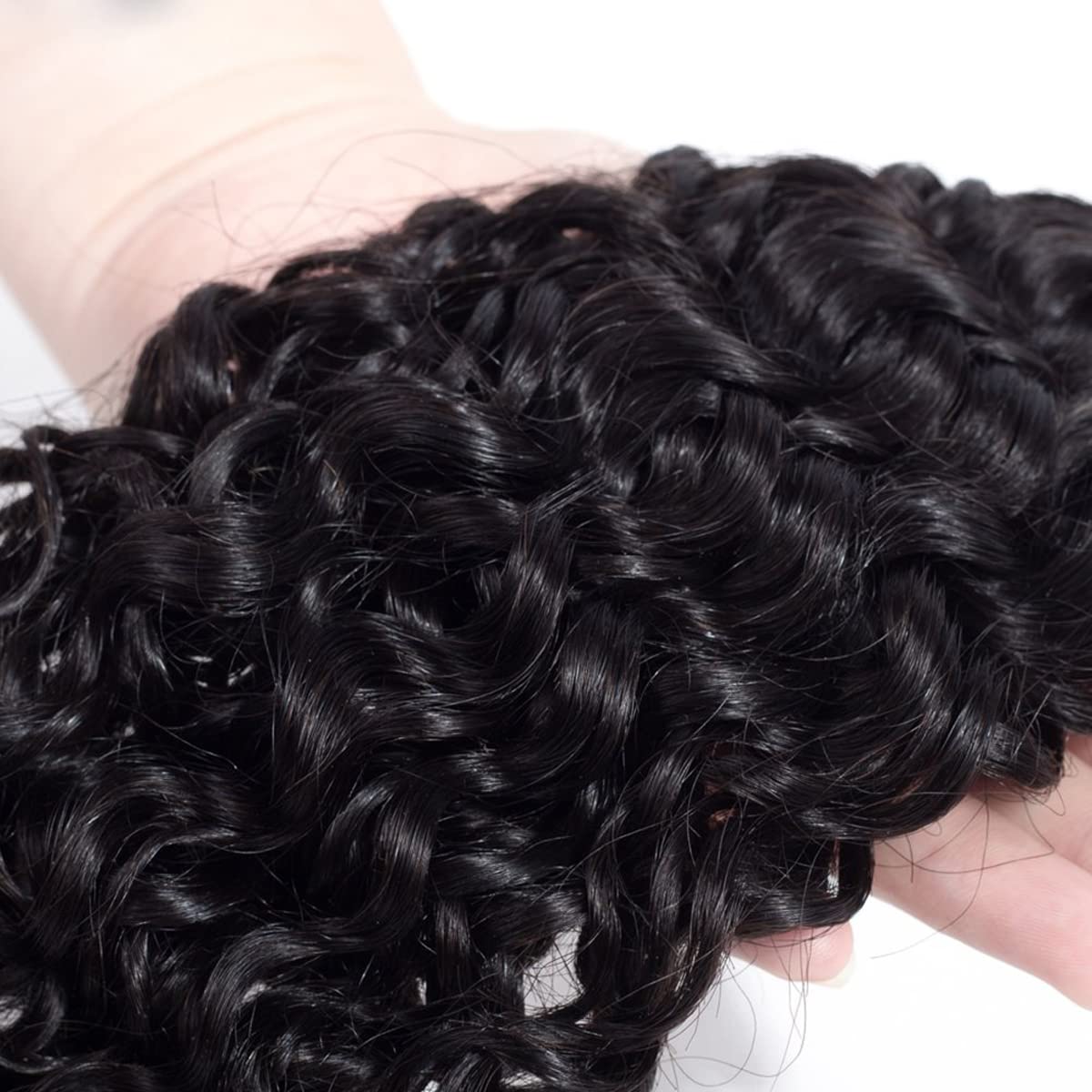 HeioWuio Curly Wave Brazilian Remy Human Hair Bundles Hair Weaves Natural Black Color Hair 3 Bundles Real Unprocessed Virgin Hair Extensions Hiar 3 Bundles 22 24 26 Inch