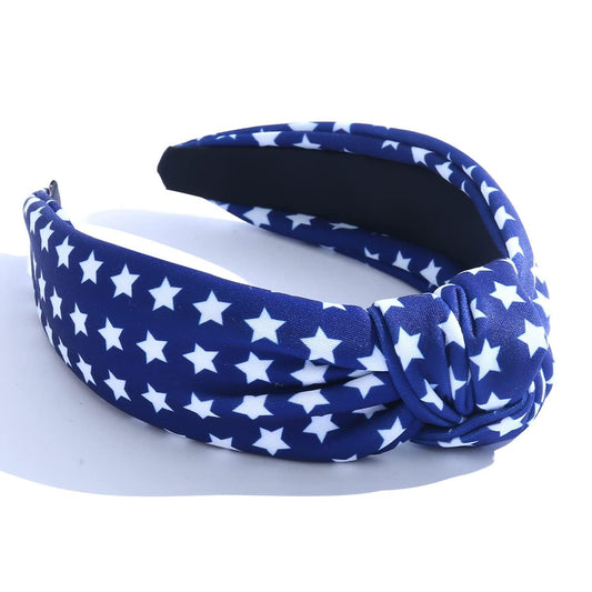 CULHEITE Knotted USA Flag Headband 4th of July Headband Red White Blue Patriotic Stars Hair Band Independence Day Fashion Holiday Hair Accessories
