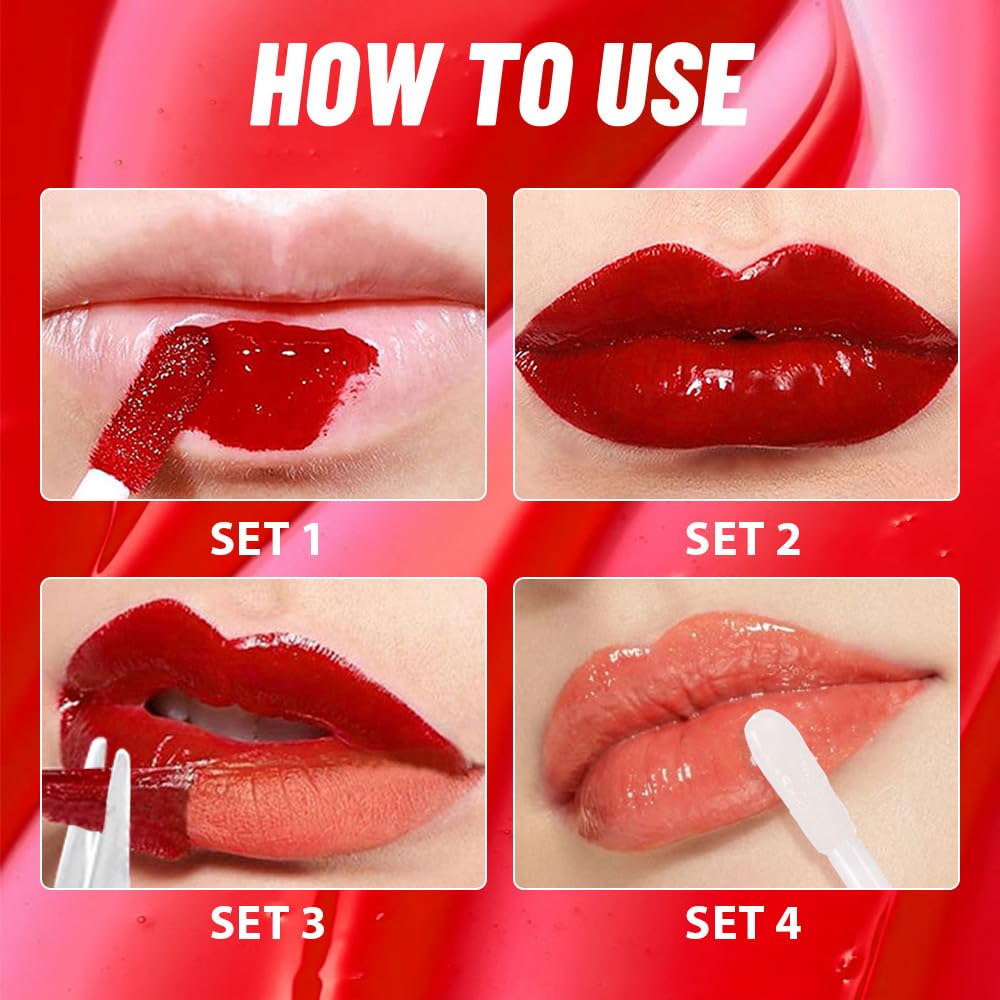 Vivid Apricot Lip Stain Peel Off Lip liner and Lip oil with Tweezer, Dual-Ended Peel Off Lip Stain Tattoo, Highly Pigmented Long Lasting Waterproof, Transfer-proof for All Skin Types, 01#