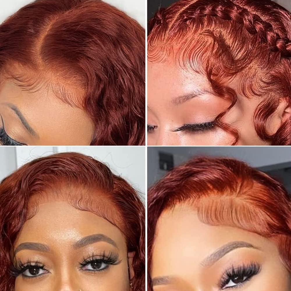 Amadaier Reddish Brown Lace Front Wigs Human Hair 13x4 Auburn Colored Human Hair Wig 180% Density Reddish Brown Body Wave Wig Human Hair HD Lace Human Hair Wigs (20Inch, 13X4 Auburn Body Wave Wig)