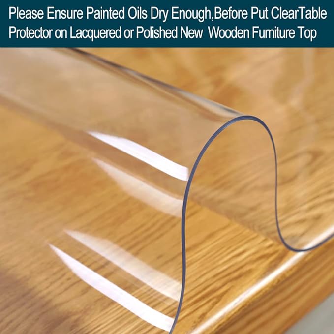 Wadrac Clear Table Protector Plastic Table Cloths PVC Night Stand Table Cover Mat Office Desk Mat Shelf Surface Protection Crystal Children Painting Cover Pad Transprent Rectangular 40x87 inch