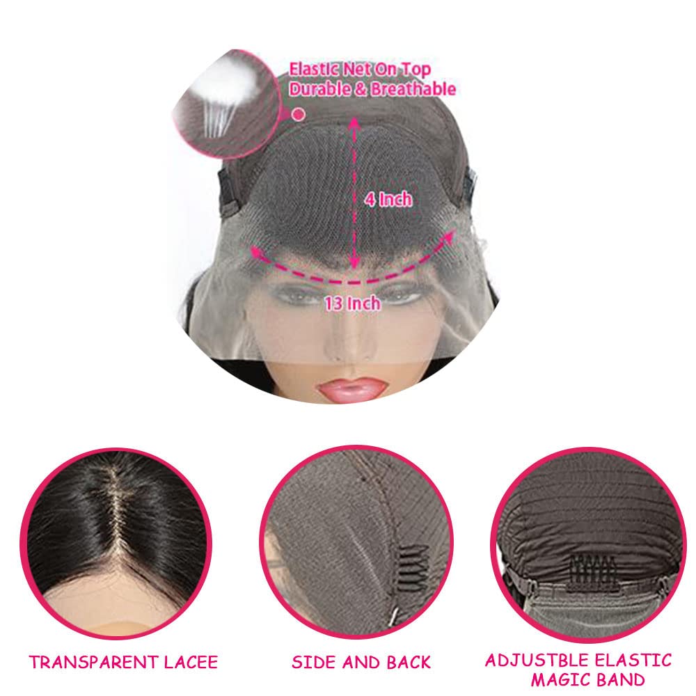 LHHUR Lace Front Wigs Human Hair Straight 13X4 HD Lace Front Wigs Human Hair Glueless Wigs Pre Plucked 180% Density Brazilian Virgin Human Hair Wigs for Black Women 22inch