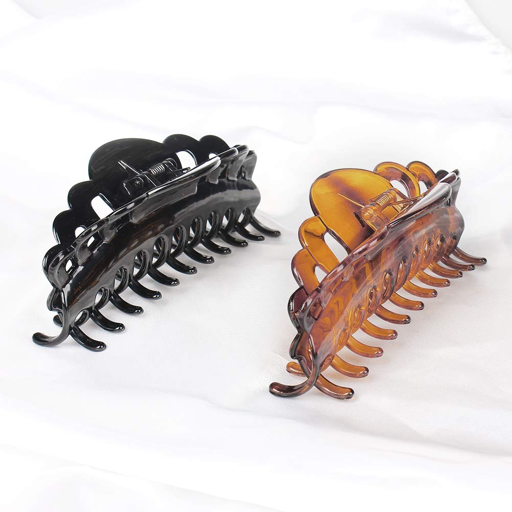 ACCGLORY Ex-Large Plastic Hair Claw Clips for Women Big Hair Clips for Long Thick Hair Updo Strong Holding Jaw Clamps Jumbo Hair Clip