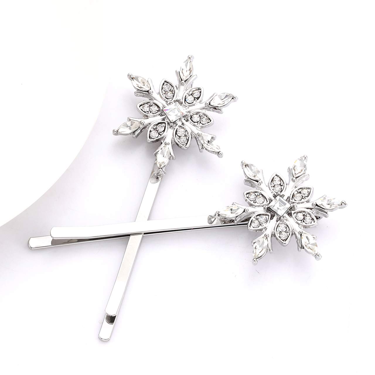 Christmas Bow Snowflake Hair Clip Hairpin Festive Gift Bows Rhinestone Snowflake Alligator Clips Xmas Holiday Party Hair Accessories Gift (Snowflake)
