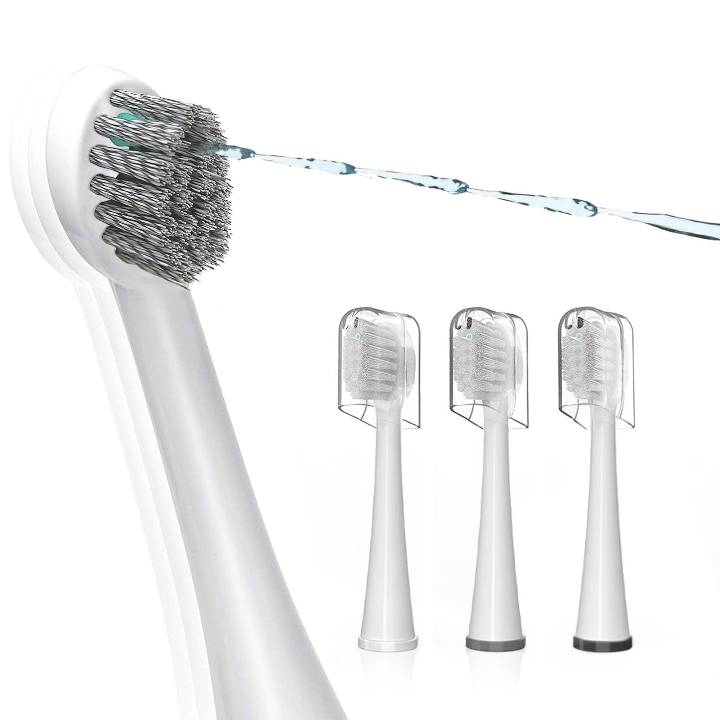 Replacement Brush Heads for Waterpick Sonic Fusion 2.0 Flossing Toothbrush with Cover, Compact, 3 Count White, Hard Bristles