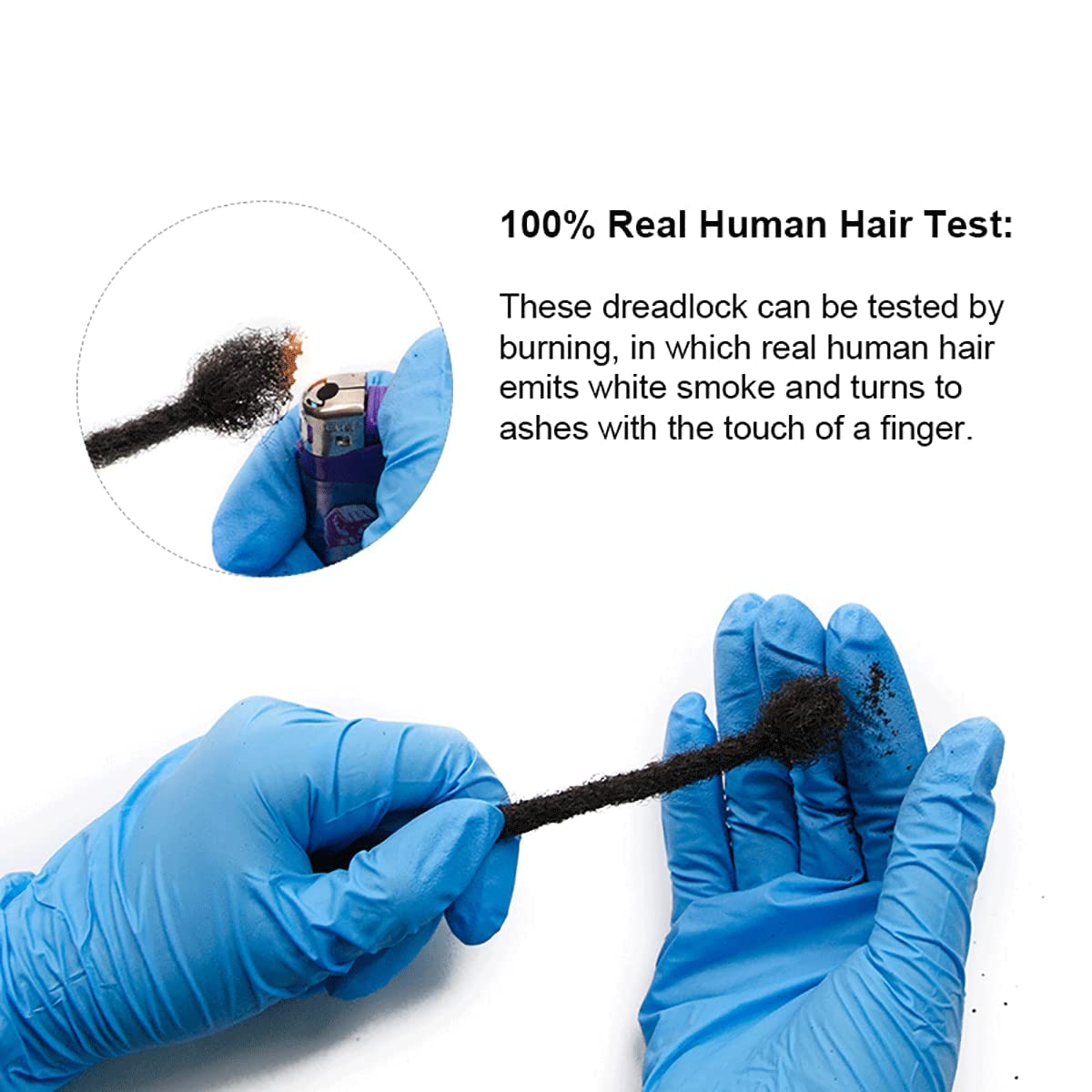 Loc Extensions Human Hair 0.6 cm Dreadlock Extensions Human Hair Dread Extensions Dread Lock Hair Extensions For Men Women 6 Inch 60 Strands 100% Real Human Hair Locs Handmade Permanent Locs