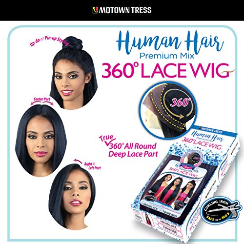 Motown Tress (Hb360l.ace) - Human Hair Blend Full Lace Wig in JET BLACK