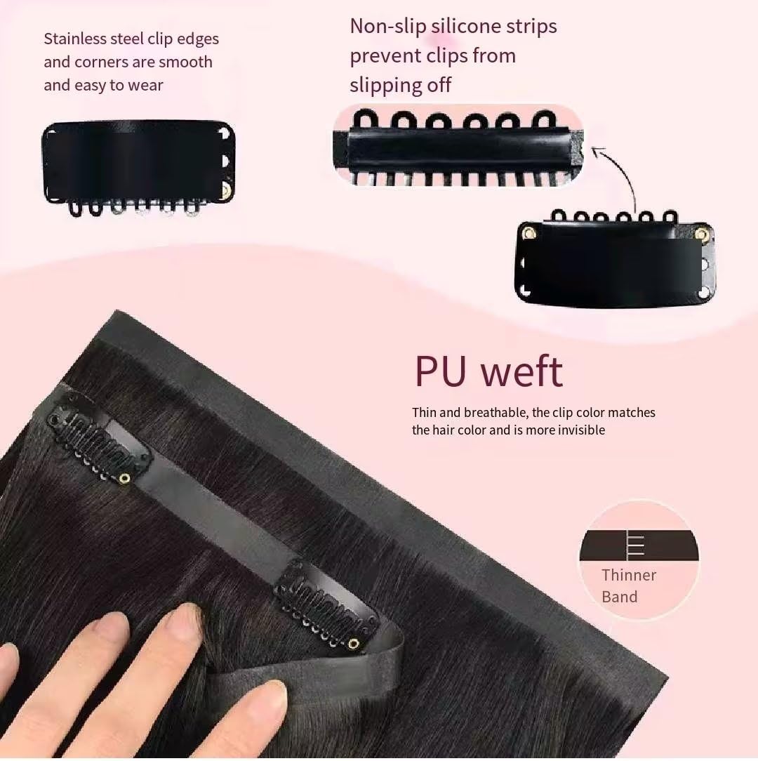 MYouan Body Wave Clip in Hair Extensions 8pcs with 20 clips 100g 100% Unprocessed Remy Hair Extensions Clip in Human Hair Extensions Natural Black Color for Women 18 inch