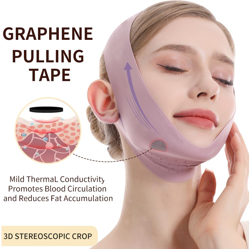 V-Line Lifting Mask & Chin Strap for Sleeping, Reusable Double Chin Reducer, Jaw Exerciser, Face Slimming & Sagging Prevention, Medium