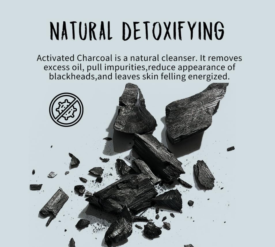 Charcoal Soap Bar Men, Charcoal Face Soap With Charcoal Powder, Activated Charcoal Soap Black Bar Soap for Detoxifying,Cleansing and Moisturizing,Natural Soap Bar for Body Odor Eliminator-2 Pack