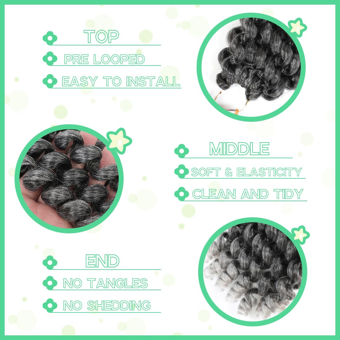 Jamaican Bounce Crochet Hair 8 Inch Crochet Curly Hair For Black Women 3 Pack Jumpy Wand Curl Crochet Hair Short Jamaican Twist Braiding Hair Extensions(8 Inch (Pack of 3),Tgray)