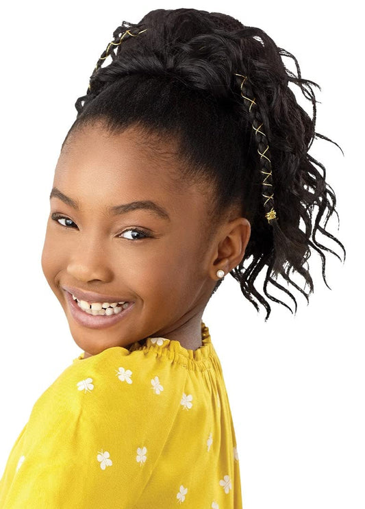 Outre Lil Looks Drawstring Ponytail GOLD ACCENTED NATURAL WAVE 12″ (2T1/30)