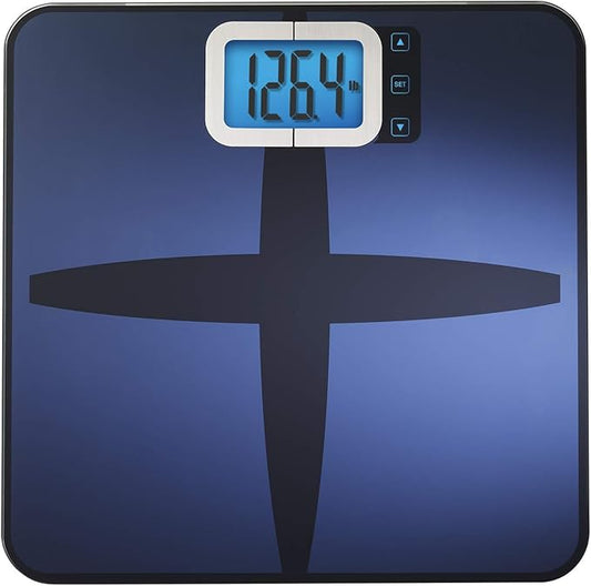 Digital Fat/BMI Bathroom Scale with High Precision Sensors – Large Display Accurately Measures Body Water, Muscle Mass, and Calorie Estimator, Blue