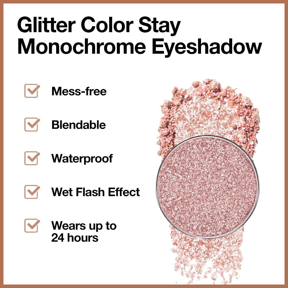 Champagne Pink Rose Monochrome Shimmer Eyeshadow Palette Makeup,Long Lasting Naturing-Looking Lightweight Glitter Single Eyeshadow,Neutral Powde Eye Shadow for Older Women