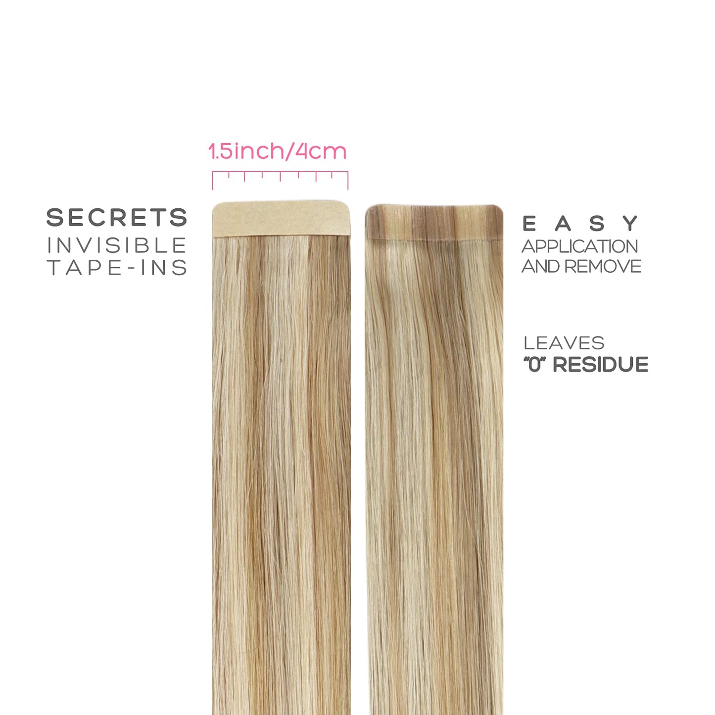 Marat Tape in Hair Extensions, Light Blonde Highlighted Golden Blonde 24 inch 50g Tape in Hair Extensions Real Human Hair Natural Straight Human Hair Tape in Hair Extensions