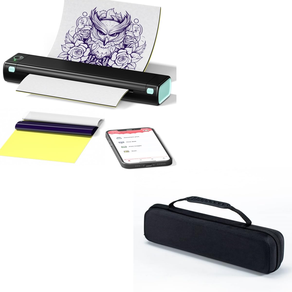 Itari M08F Wireless Tattoo Stencil-Printer - Tattoo Transfer Machine Thermal Copier with 10pcs Transfer Paper, Bluetooth Stencial Printer for Tattooing, Compatible with Smartphone & PC, Black…