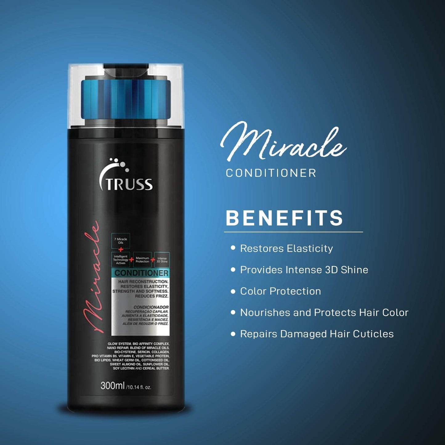 TRUSS Shock Repair Hair Treatment 4 Week Supply Bundle with Miracle Conditioner for Dry Damaged Hair