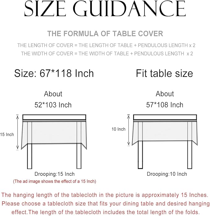 patdrea Designer French Rectangle Table Cloth,Vintage Linen Durable Leaves Pattern Floral Extra Long Tablecloth,Decor Table Cover for Kitchen Dining,Christmas,Thanksgiving,67"x118"-Cecilia a