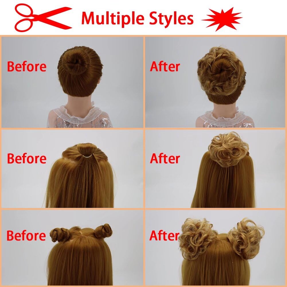 iLUU 2pcs/pack Peach Color Messy Hair Bun Extensions Chignons Fashion Style Hair Synthetic Friendly Fiber Hairpieces Hair Scrunchie Scrunchy Updo Hairpiece Wig for Women Girls Party Use