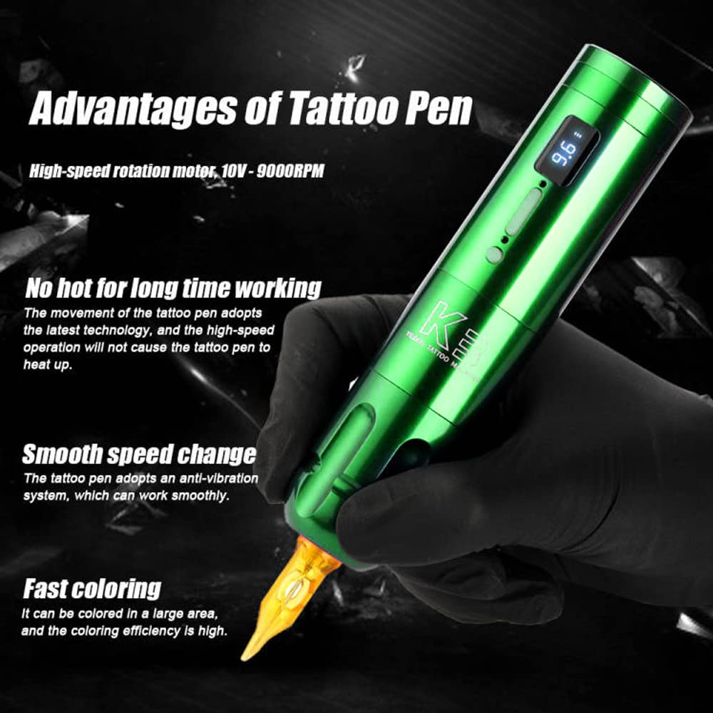 Tattoo Gun Kit, YILONG Cartridge Tattoo Pen Kit with LCD Display Rotary Tattoo Supplies, Two-in-one Tattoo Machine Kit with 1900mAh Coreless Motor for Artists and Beginners