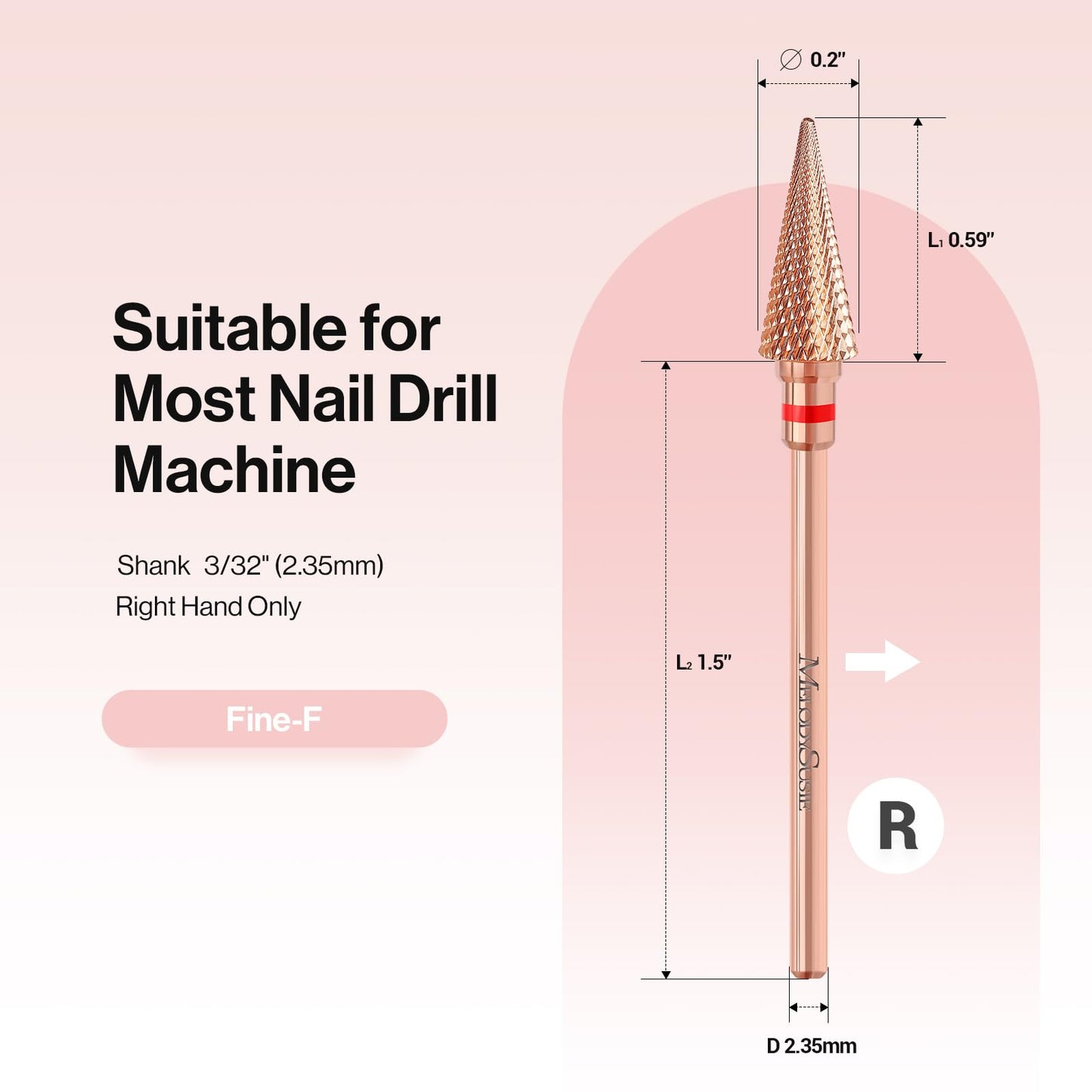 MelodySusie Professional Rechargeable 30000 RPM Nail Drill with Professional Tapered Nib Nail Drill Bit