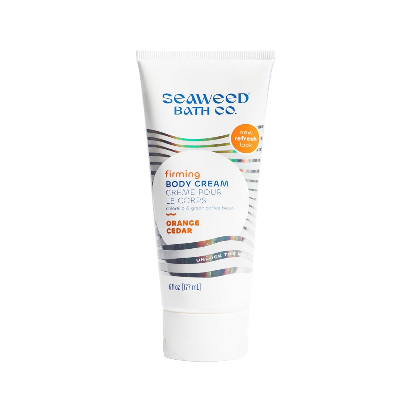 Seaweed Bath Co. Firming Body Cream, Orange Cedar Scent, 6 Ounce, Skin Toning Hand & Body Lotion Moisturizer for Dry Skin, with Sustainably Harvested Seaweed, Chlorella, Green Coffee Bean