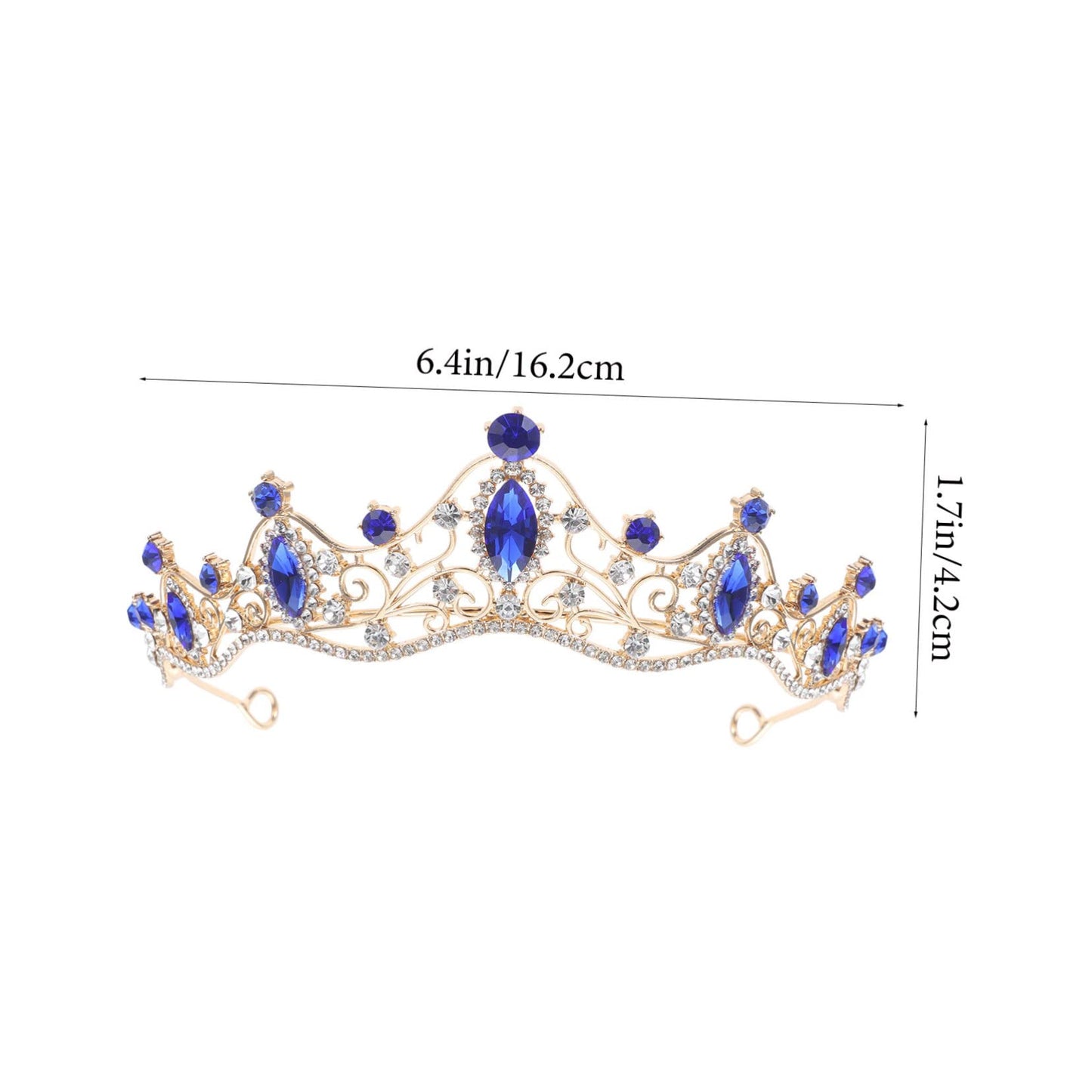 DRESSOOS Baroque Crown Cosmetic Containers Diamond Headband Blue Wedding Bridal Hair Decors Gold Tiara Pearl Decor Gold Wedding Decor Nurses Hat Zinc Alloy Miss Make up Small Crown