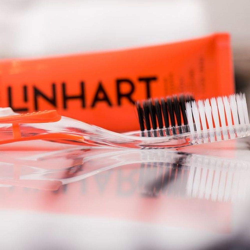 LINHART Extra Soft Toothbrush – Teeth Whitening Toothbrush (2 Pack, Orange and White)