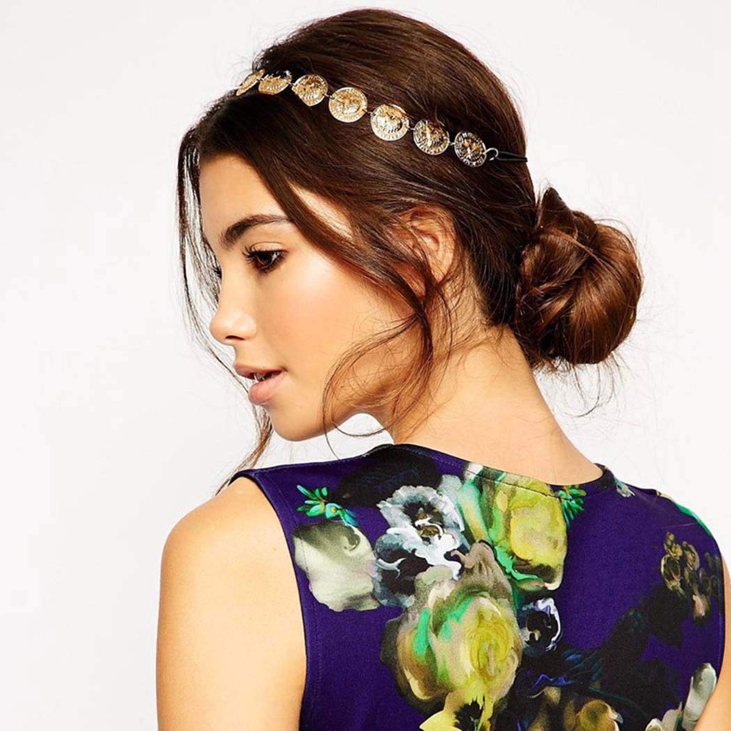 Dreamyn Vintage Coins Head Chain Sequins Hair Chain Gypsy Headpiece Hair Jewelry for Women and Girls (Gold)