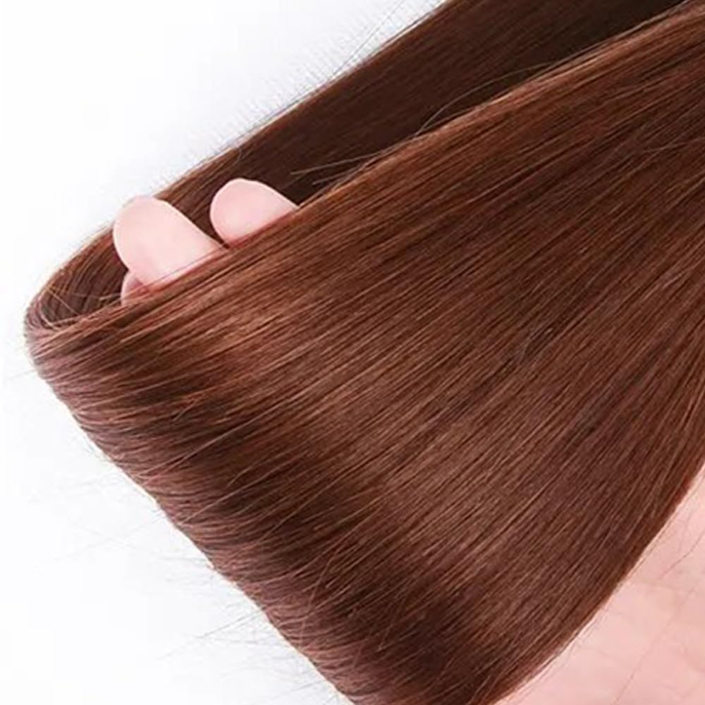 Color 33 Human Hair Copper Red Straight Bundles Human Hair Reddish Brown Bundles Auburn Bundles Human Hair Double Weft Wet and Wavy Bundles Silky and Soft for Black Women (22 24 26 Inch 3 Bundles)
