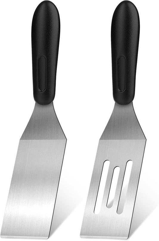 2Pcs Stainless Steel Spatula Set,Mini Serving Spatula for Kitchen Use,Metal Spatula for Cooking with Heat Resistant Handle,Metal Spatulas for kitchen use for Pancakes、Lasagna、Brownies、Cake and Cookie