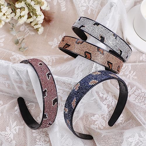 Cutewing Womens Fashion Rhinestone Headbands Bling Headband Sparkly Teeth Comb Hairbands Non Slip Hair Hoop Hair Accessories for Girls Ladies with 4PCS