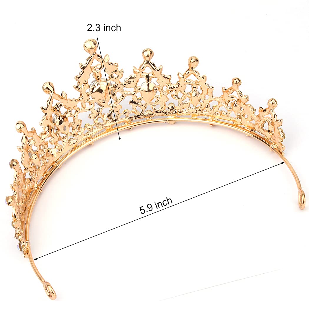 Gold Queen Tiara, Didder Crystal Wedding Tiara for Women Princess Crown for Girls Rhinestones Tiaras and Crowns for Women Tiaras for Girls Hair Accessories for Bridal Birthday Prom Costume Gift