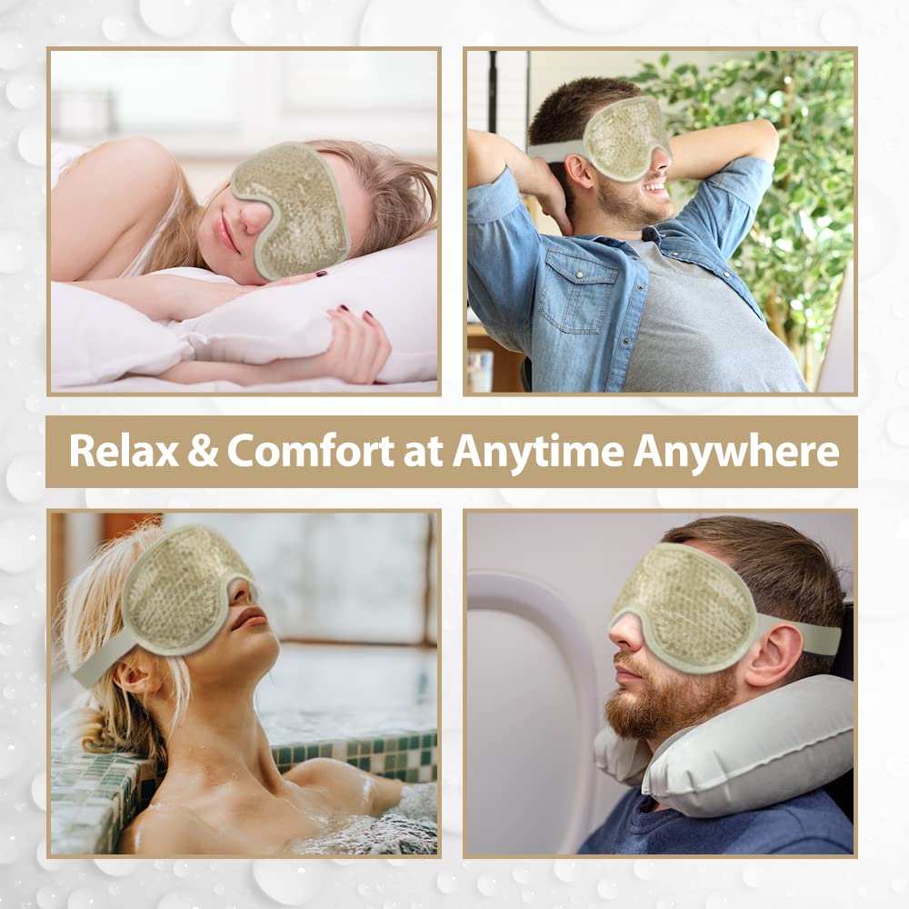 NEWGO Cooling Eye Mask Cold Eye Mask for Dry Eyes, Gel Eye Mask Ice Eye Mask Frozen Reusable Eye Ice Pack Cold Eye Compress for Dark Circles, Migraines, Eye Surgery, Skin Care (Champane)