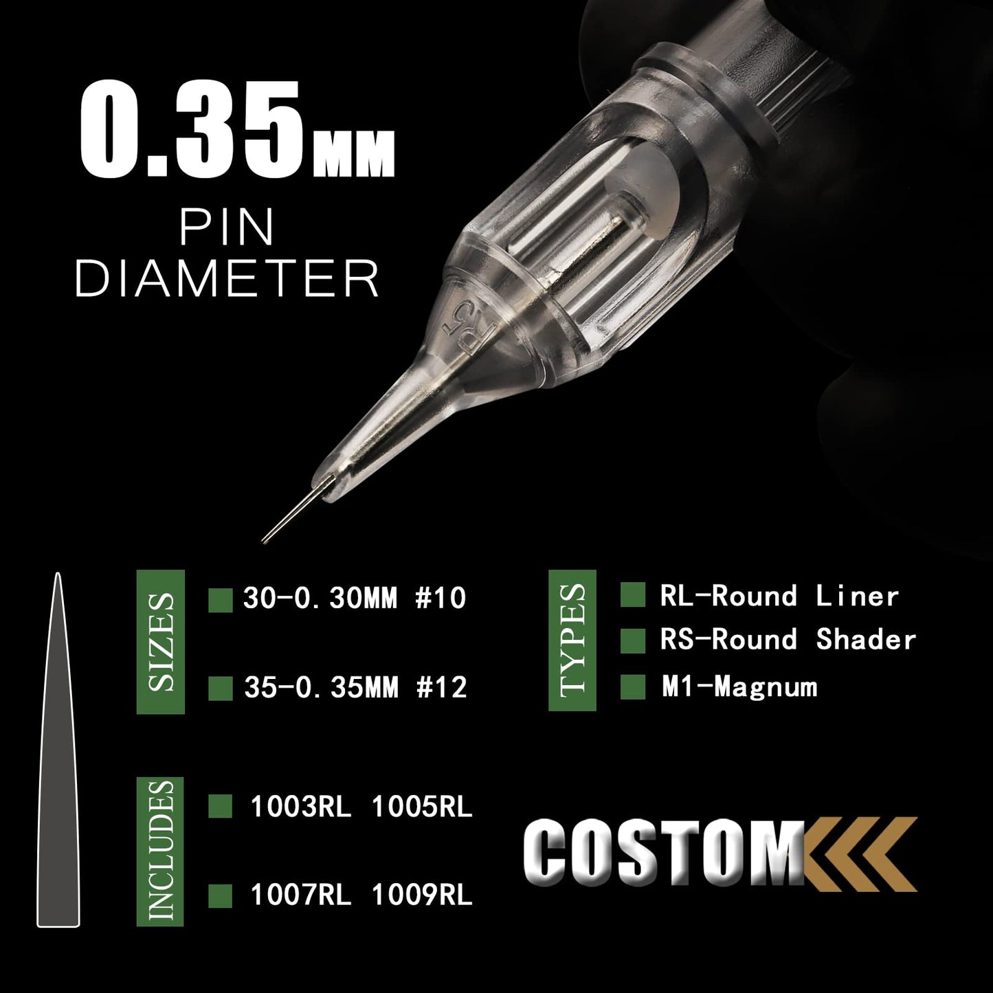 Rayyl 40Pcs Tattoo Needles Cartridges Mixed Size 1205M1 1207M1 1209M1 1211M1 Round Liner Tattoo Cartridge Needles for Beginners and Artists Disposable