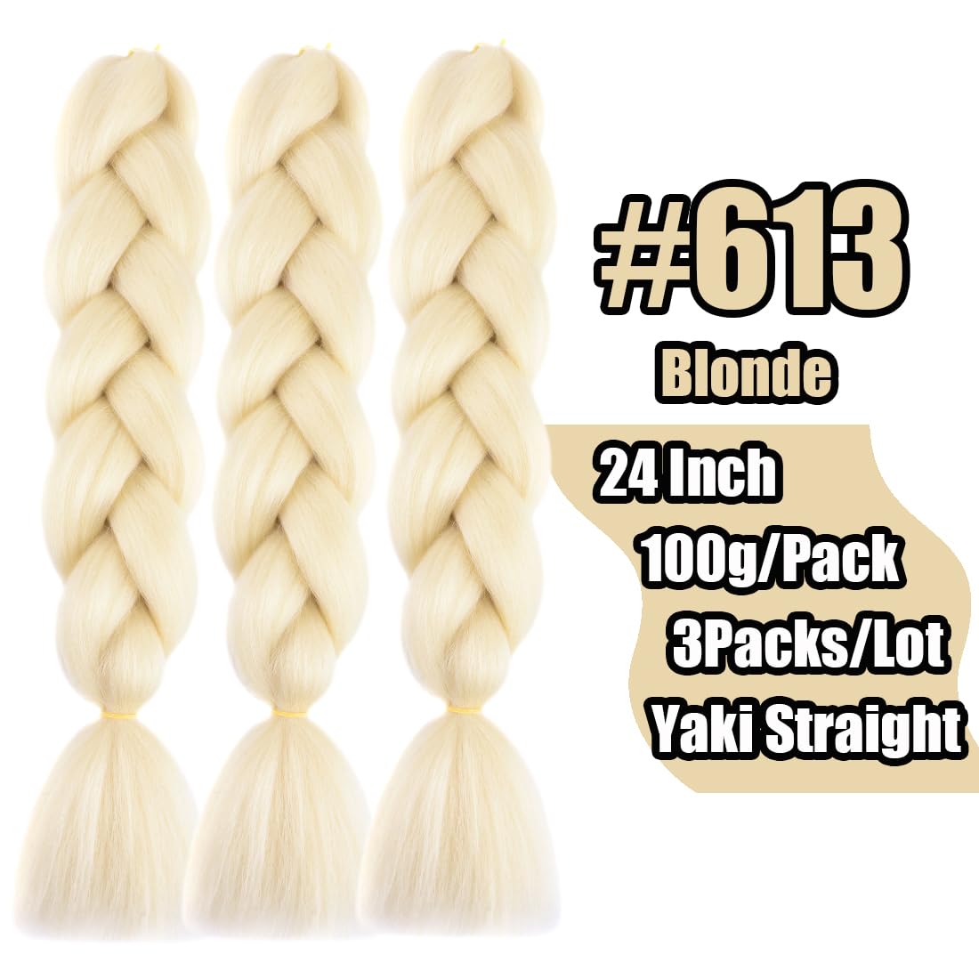 Doren Jumbo Braiding Hair Extensions Colorful Synthetic Kanekalon Crochet Braids Hair for DIY 3Pcs 100g/Pcs 24Inches #613