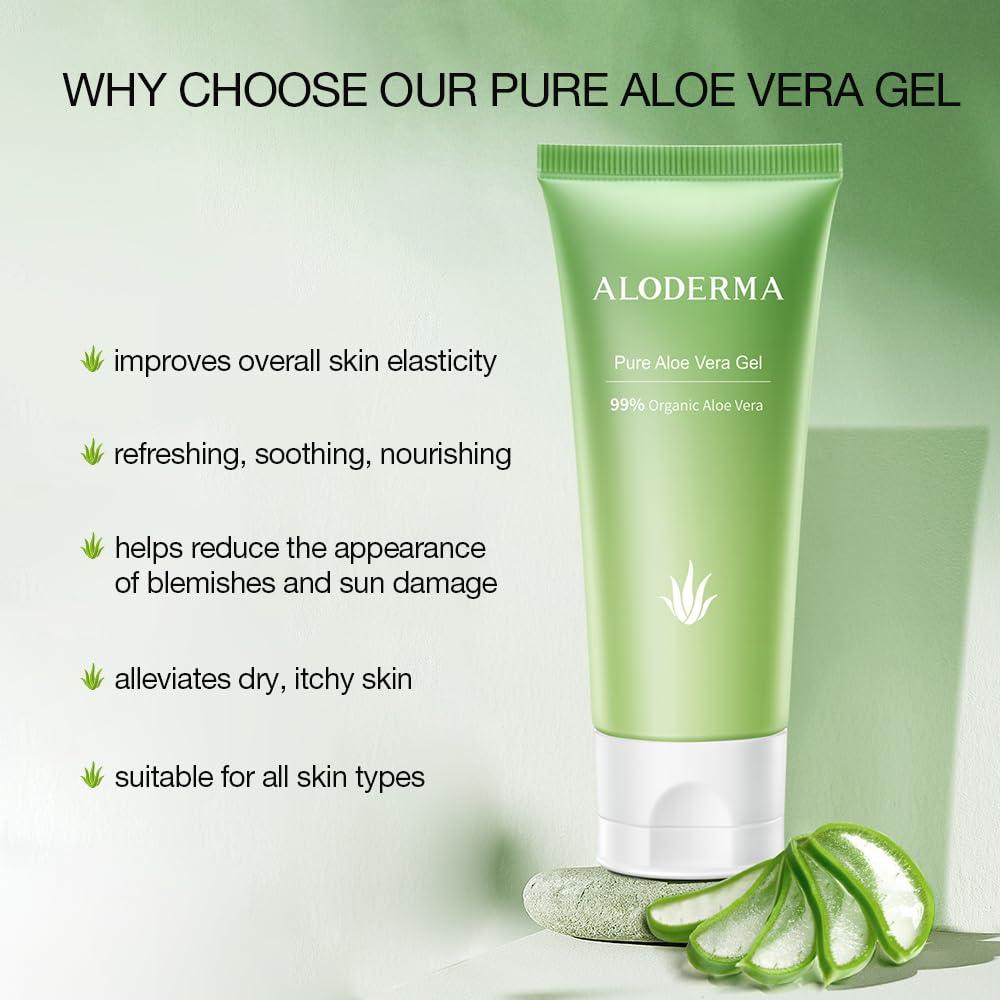Aloderma Signature Aloe Hydrating Set - 5 Pieces - Aloe Vera Gel, Cleanser, Toner, Serum, Cream