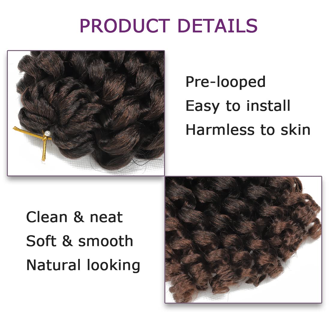 Crochet Braids Hair 8 Inch 5 Pack Jamaican Bounce Wand Curl Crochet Hair Synthetic Braiding Hair Extension Twist Crochet Hair (8 Inch (Pack of 5), T30)
