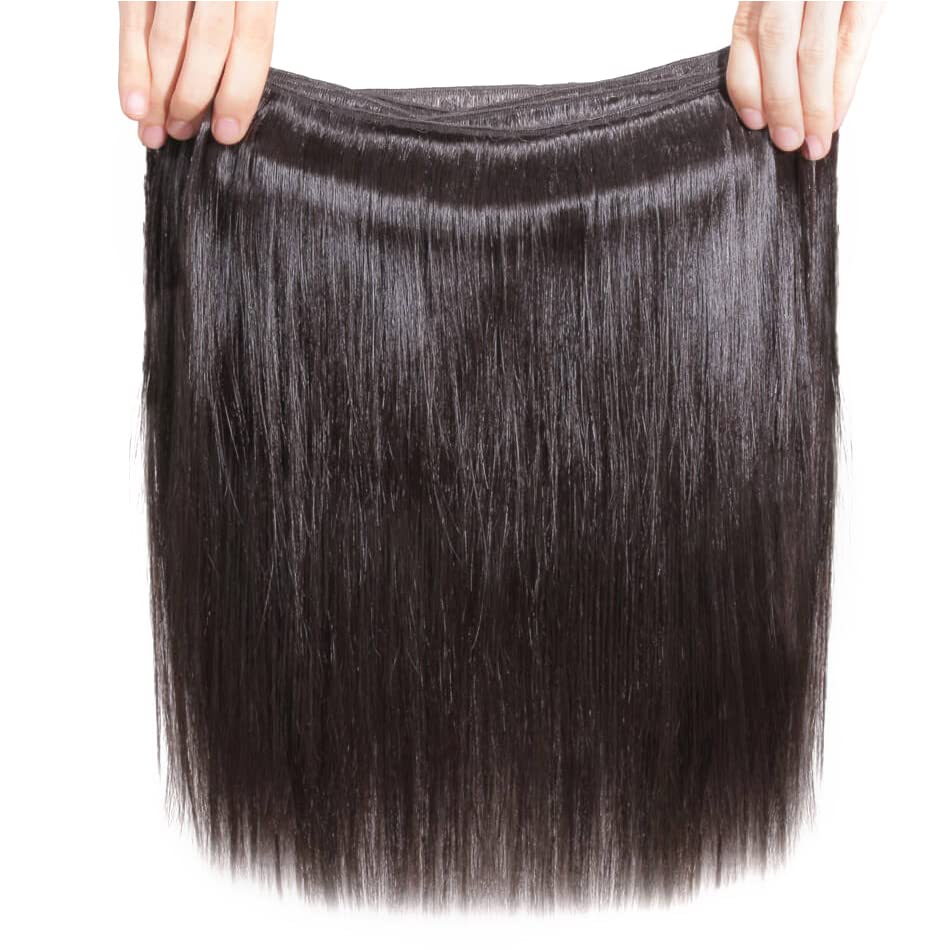 Straight Bundles Human Hair Color 1B Bundles 8a Grade Brazilian Human Hair Natural Color Weave Hair Extensions Double Weft Remy Hair Soft and Silky for Black Women (22 24 26 inch,3 Bundles)